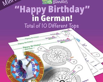 Happy Birthday in German  – Mini Birthday Bundle – Paper Top Printouts