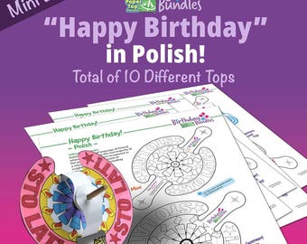Happy Birthday in Polish  – Mini Birthday Bundle – Paper Top Printouts