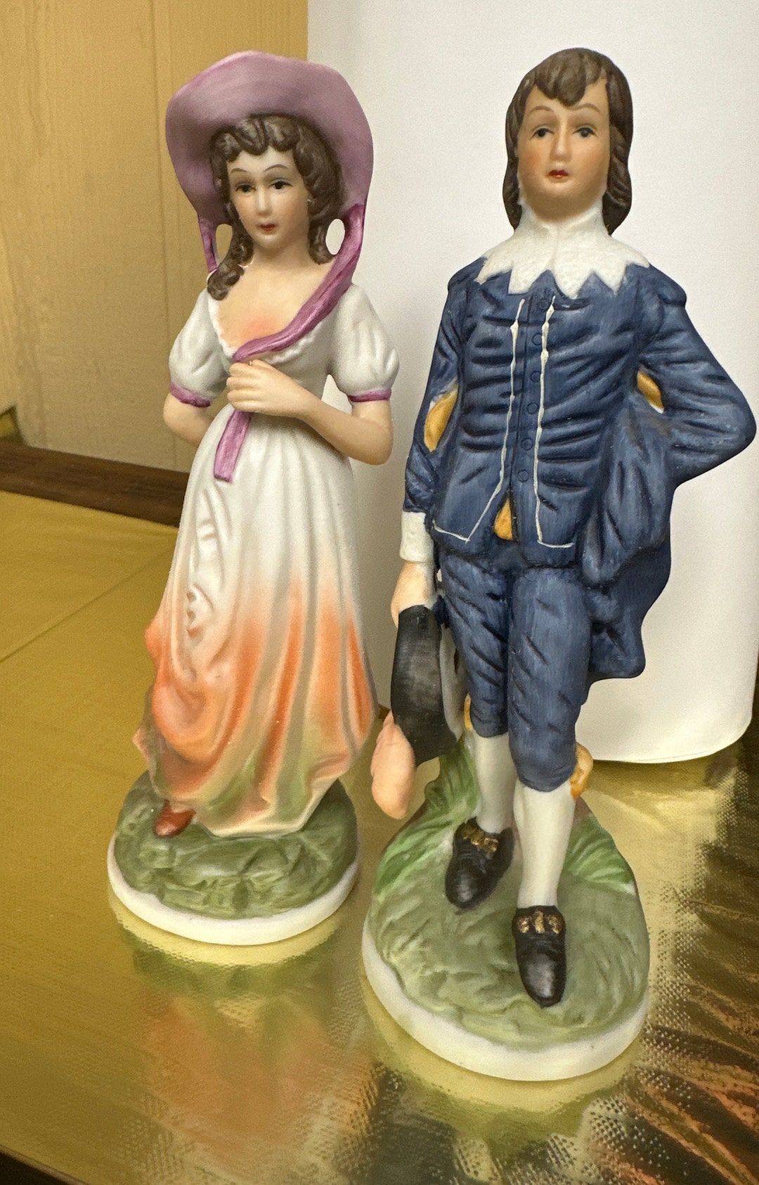 Vintage Blue Boy & Pink Girl Figurines Hand Painted Fine Porcelain Taiwan Fbia Etsy