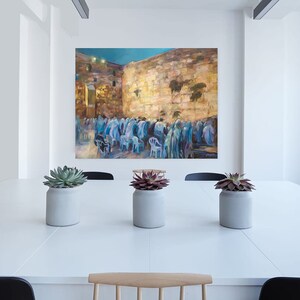 Morning prayer at the Kotel (The Wailing wall). Judaica art print reproduced from original oil painting. Jewish spirituality. Beautiful image 2