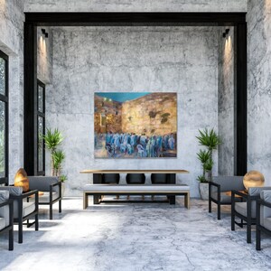 Morning prayer at the Kotel (The Wailing wall). Judaica art print reproduced from original oil painting. Jewish spirituality. Beautiful image 4