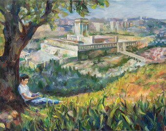 Beit Hamikdash. Conemporary depiction of the future of the temple mount. Gallery quality print on canvas.