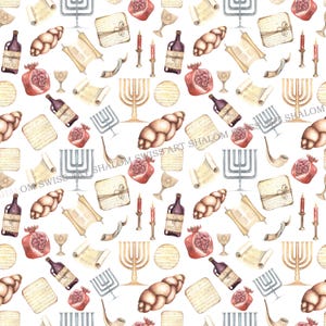 Pessach Jüdischer Feiertag Aquarell Muster | judaica elements,digitaler Download | Pesah, Shabbat, 2 Jpeg-Dateien