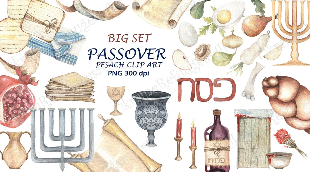 Passover and Shabbat Jewish Pesach, Big Clip Art Set, Sublimation Png