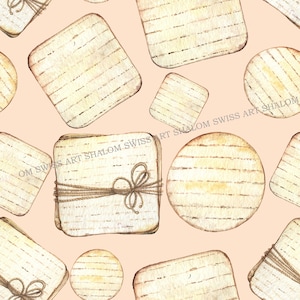 Peut inclure: Un motif sans couture composé de différentes formes de papier beige à texture rayée. Certaines formes sont liées avec de la ficelle et ont un nœud. Le fond est de couleur pêche clair.