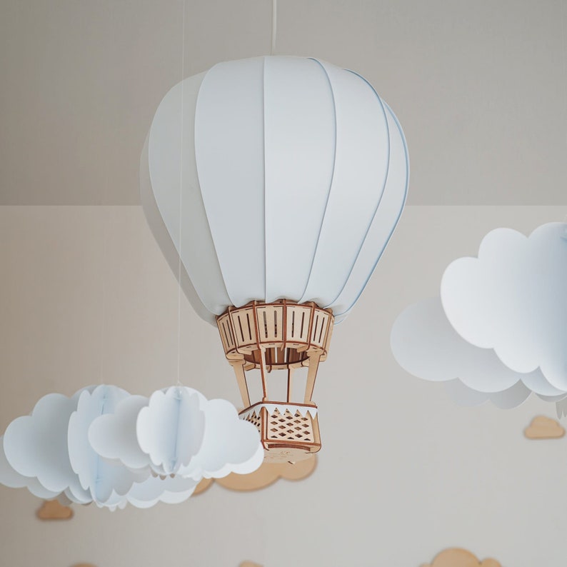 Lampe suspendue en bois ballon, Lampe pour enfants, Chambre d'enfant, Fait main, Pour un cadeau image 7