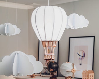 Lampe suspendue en bois ballon, Lampe pour enfants, Chambre d'enfant, Fait main, Pour un cadeau