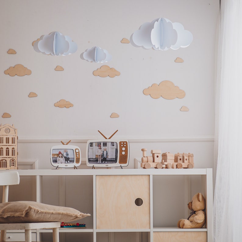 Nuvole 3D, Decorazioni per la stanza dei bambini, Nuvole sospese, Stanza dei bambini, Nuvole sospese, immagine 2