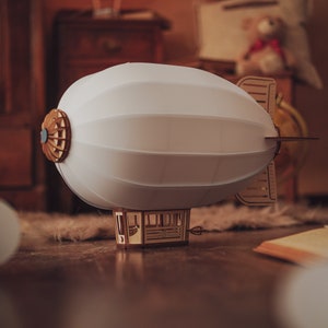 Airship, Balloon, Wooden Hanging Lamp, Children's Lamp, Children's Room, Handmade, For a Gift image 4