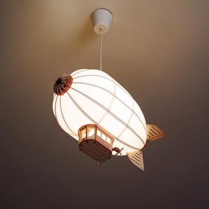 Decorative Wooden Airship Pendant Lamp, Children's Room Baby Shower Gift, Ceiling Lamp for Kids Room Hanging Lighting