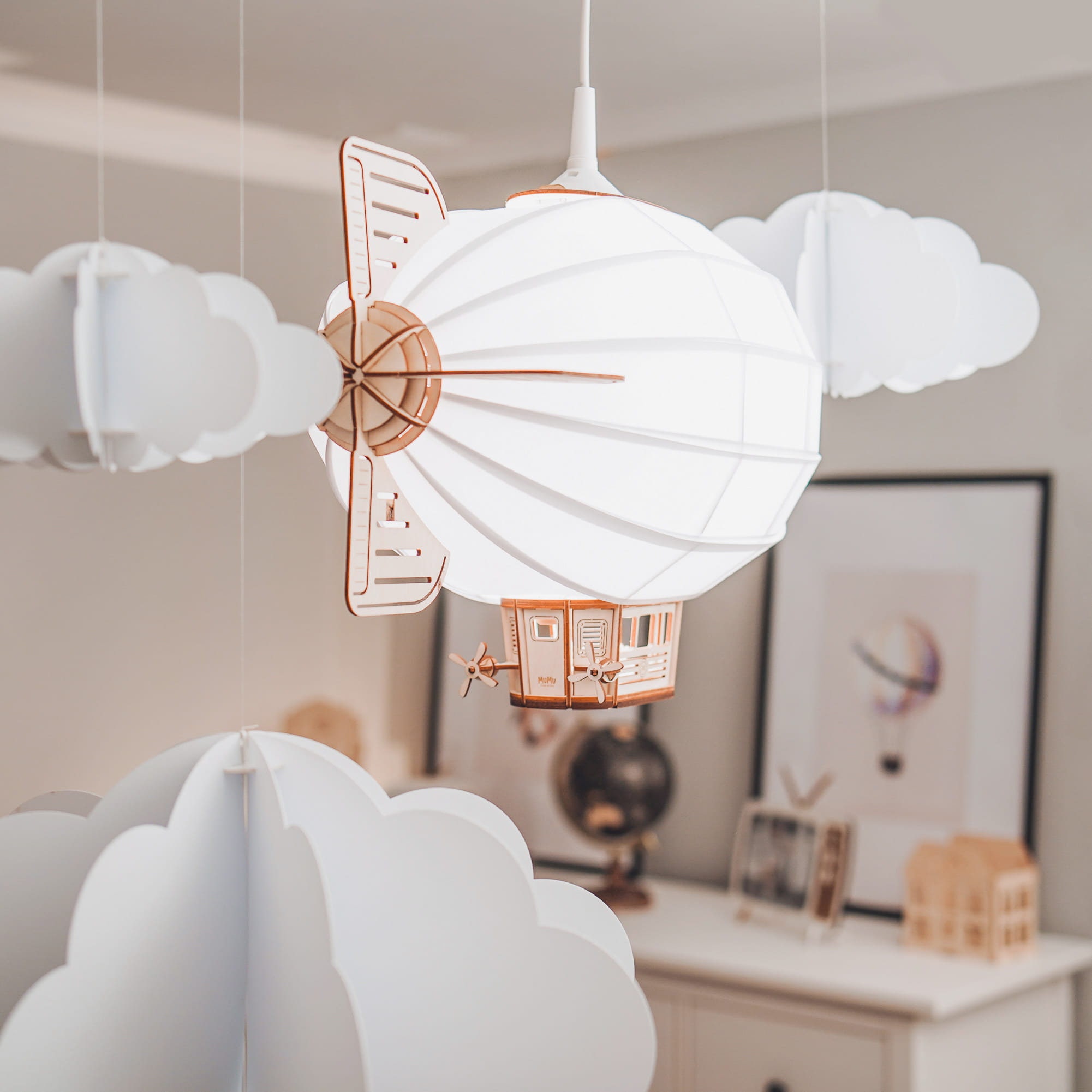 Geen Percentage aanklager Airship Balloon Wooden Hanging Lamp Children's Lamp - Etsy Israel