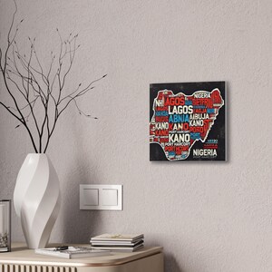Nigeria Karte Leinwand Kunst, lebendige Wanddekoration für Zuhause und Büro, einzigartiges Geschenk für Reisende, Geographie-Liebhaber, Nigeria Kultur