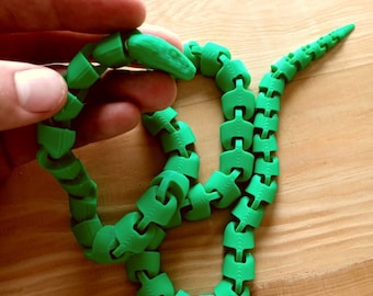 Articulated Snake Toy - 3D Printed - 2 Feet Long - Black