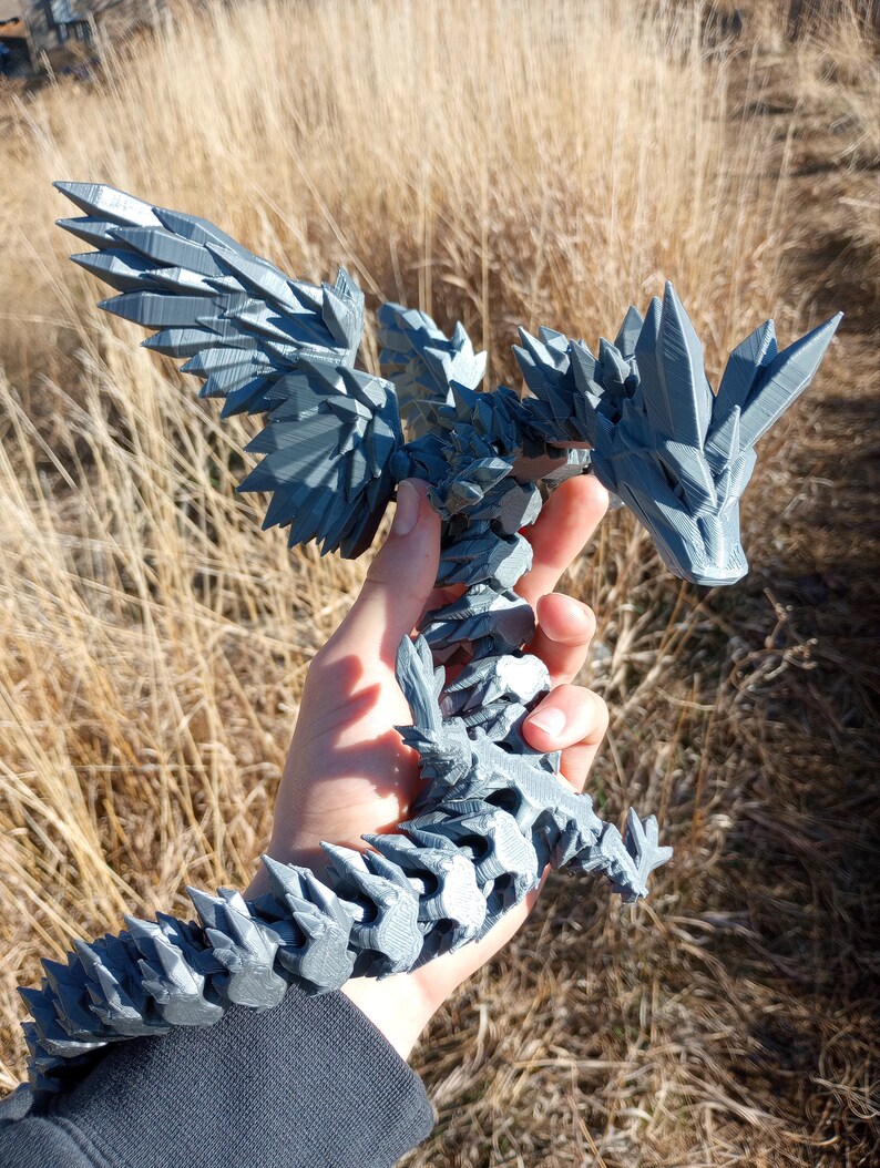 3d Printed Crystal Wing Dragon XXL Articulated - Etsy