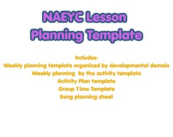 Editable NAEYC Aligned Lesson Planner