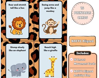 Zoo Animal Movement Cards - Preschool Activity - NAEYC Aligned Lesson Plan