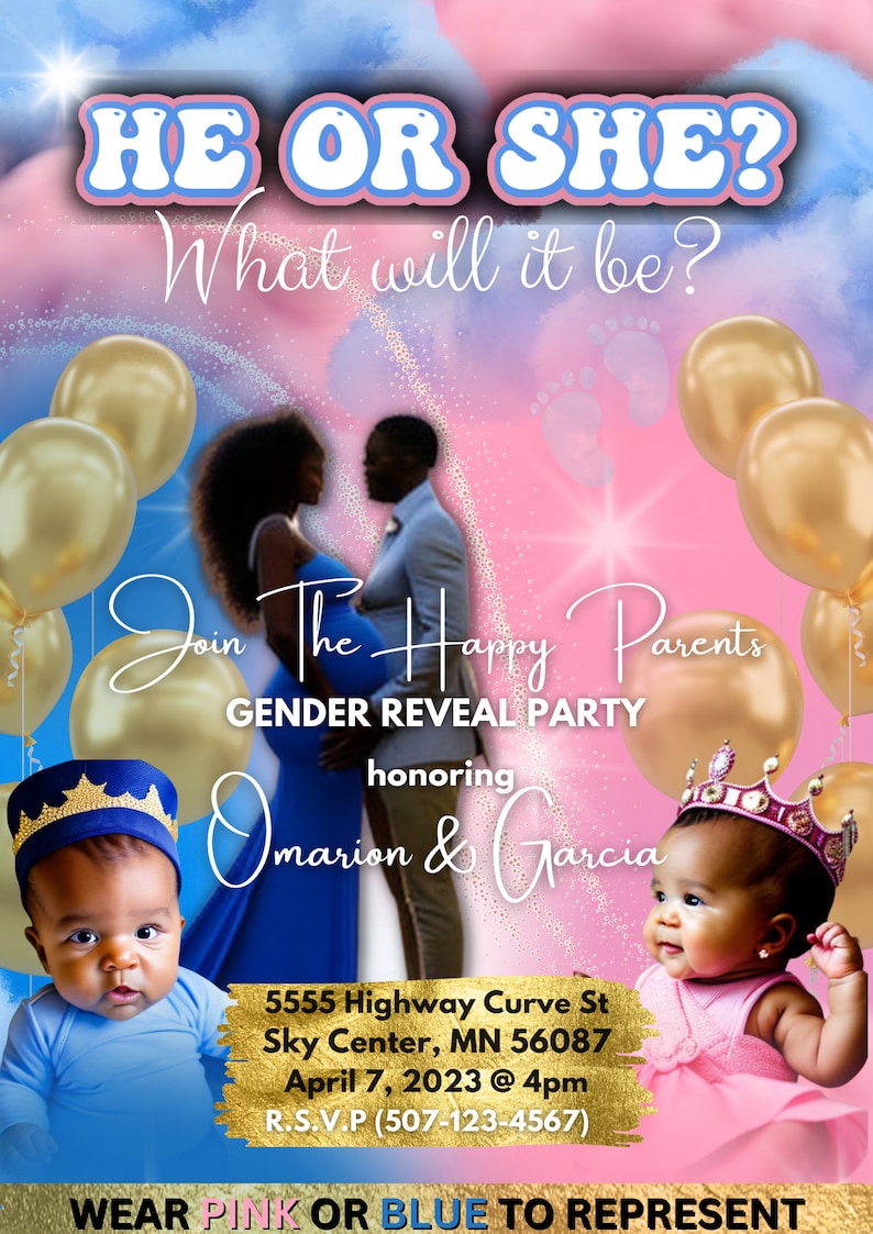 Gender Reveal Flyer Template. 100 Editable, Canva Design Flyer. Etsy