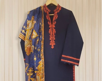 Agha Noor New Original Two Piece Pure Lawn Shirt with Printed Dupatta Pakistani Indian Designer Ready to Wear