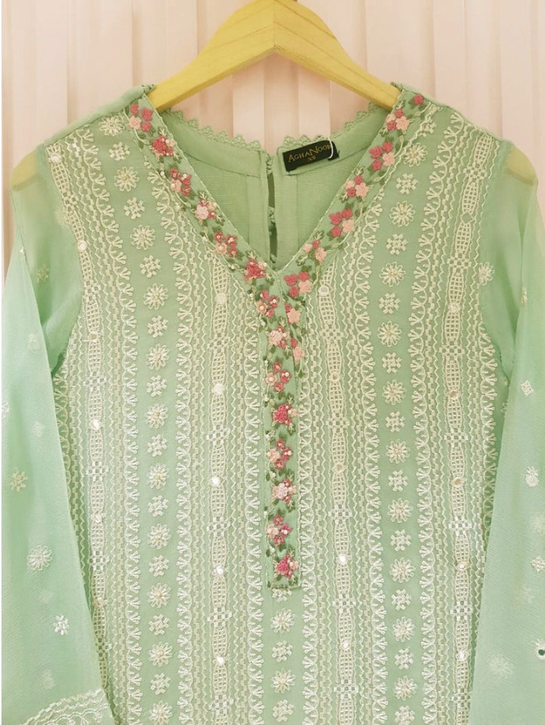 Agha Noor Two Piece 100% Chiffon Embroidered | S107092