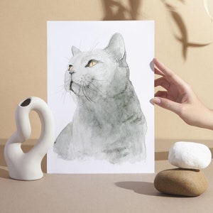 Your cat as a watercolor portrait 24 x 32 cm | Personalized Cat Portrait | Painting of your cat