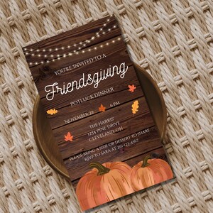 Editable Friendsgiving Dinner Invitation, Thanksgiving Potluck Dinner, Thanksgiving Mobile Invite, Friendsgiving Mobile Invitation