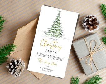 Christmas Tree Party Invite, Holiday Party Invitation, Printable Holiday Invite, Christmas Trees