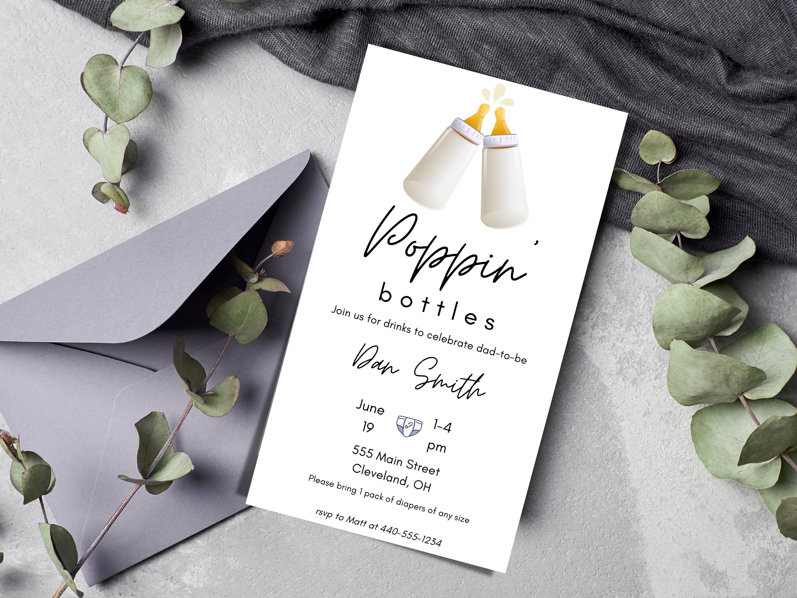 Diaper Party Invitation, Baby Shower Invite, Dad's Baby Shower ...
