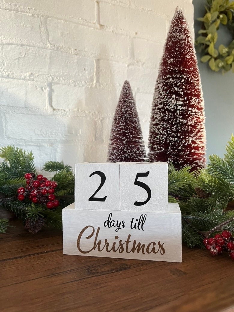 Christmas Countdown Advent Calendar With Number Wooden Blocks 