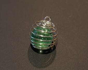Glow in the Dark Spiral Bead Cage Necklace