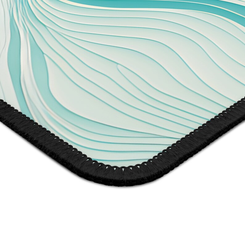 Teal and White Topo Mat Minimalist Topographic Map Desk Mat Topographic