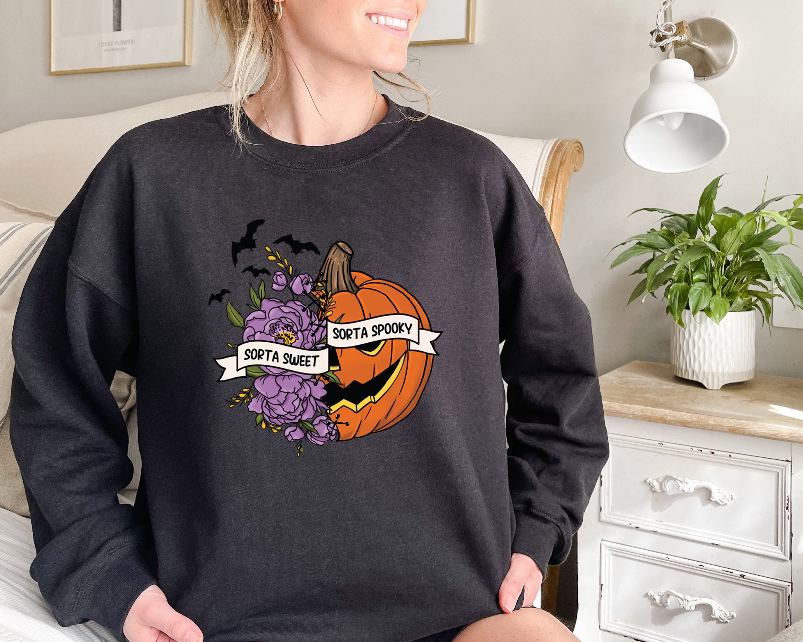 Discover Fall Pumpkin Sweatshirt, Halloween Pumpkin Shirt, Sorta Sweet Sorta Spooky, Spooky Fall Tshirt, Cute Halloween Sweatshirt, Sorta Sweet Tee