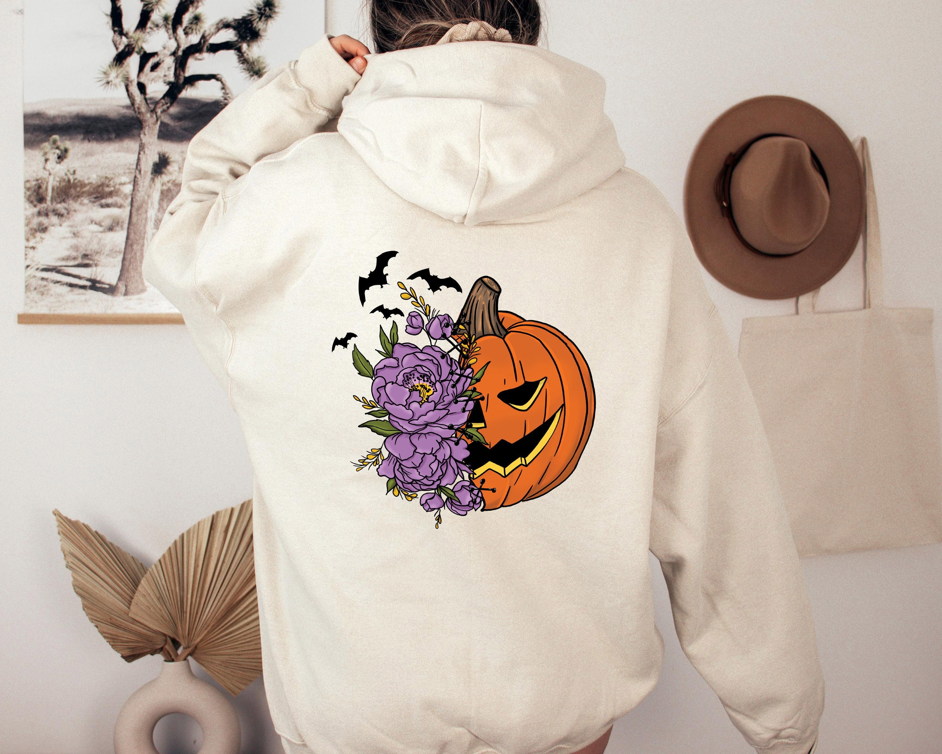 Discover Floral Halloween Pullover, Spooky Pumpkin Hoodie, Fall Pullovers For Halloween, Halloween Pumpkin Hoodie, Cute Halloween Gifts, Fall Hoodie