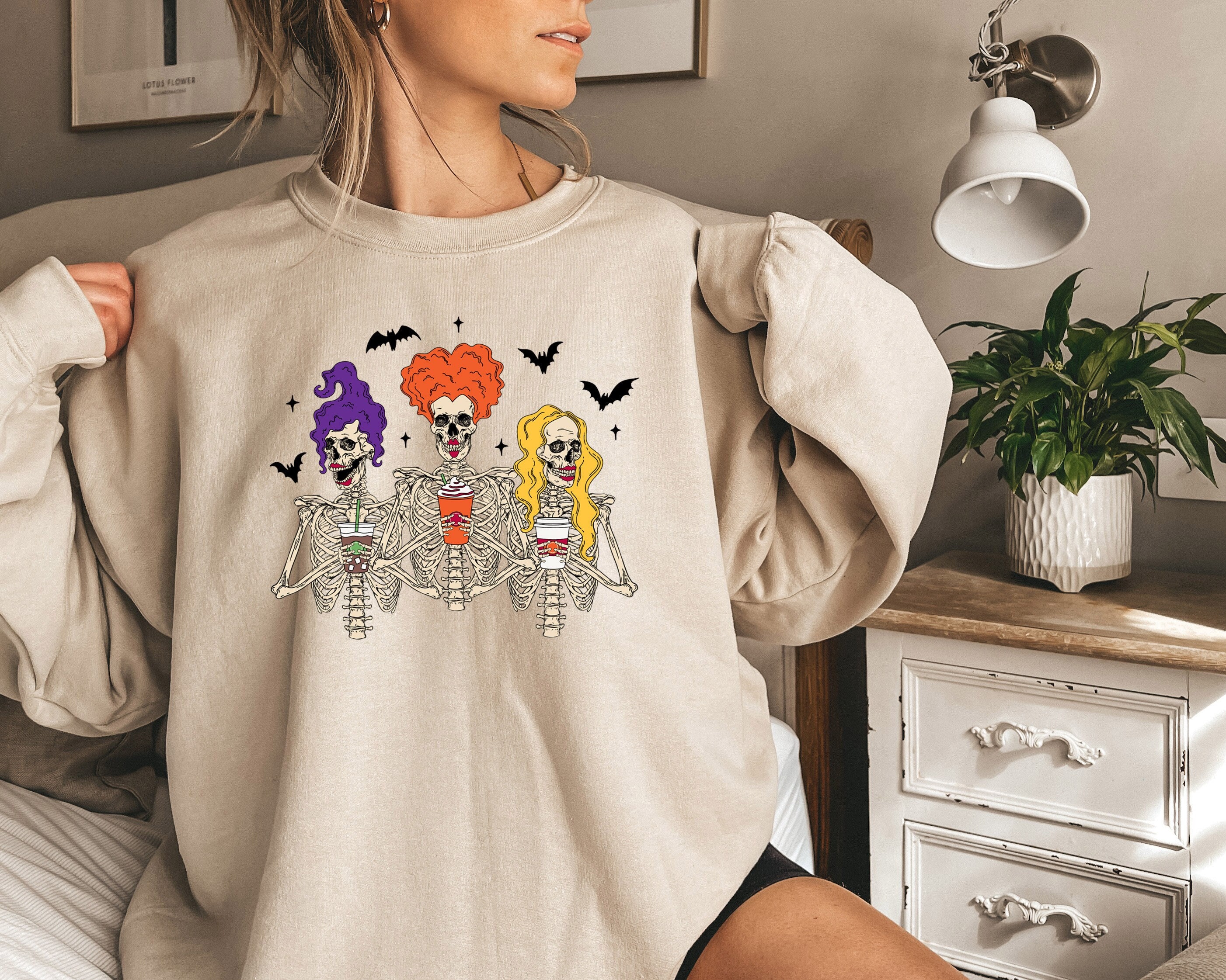 Discover Sanderson Sisters Shirt, Halloween Skeleton Sweatshirt, Halloween Witch Shirt, Hocus Pocus Sweatshirt, Skeleton Tee, Trick Or Treat Shirts