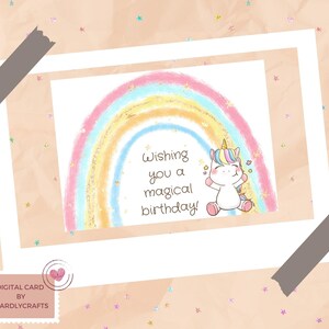 Digital Unicorn Birthday Card