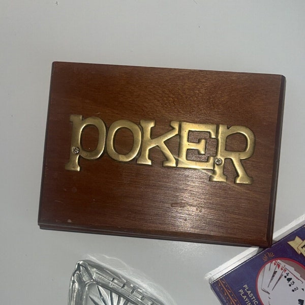 Vintage Wood and Brass Poker Box