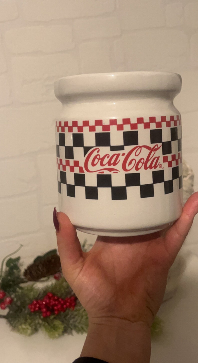 Vintage Checker Pattern Cocacola Canister Etsy