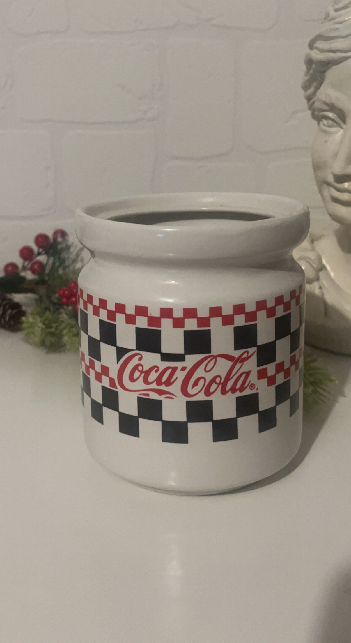 Vintage Checker Pattern Cocacola Canister Etsy