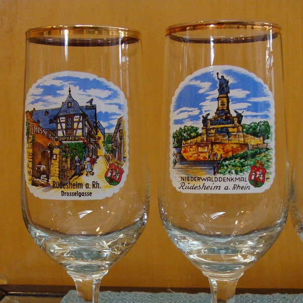 Vintage 1970s German Souvenir Beer/Wine Glasses