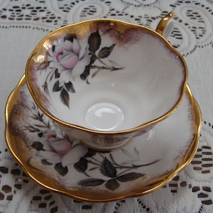 Vintage Royal Albert Footed Bone China Cup and Saucer White Rose 4226