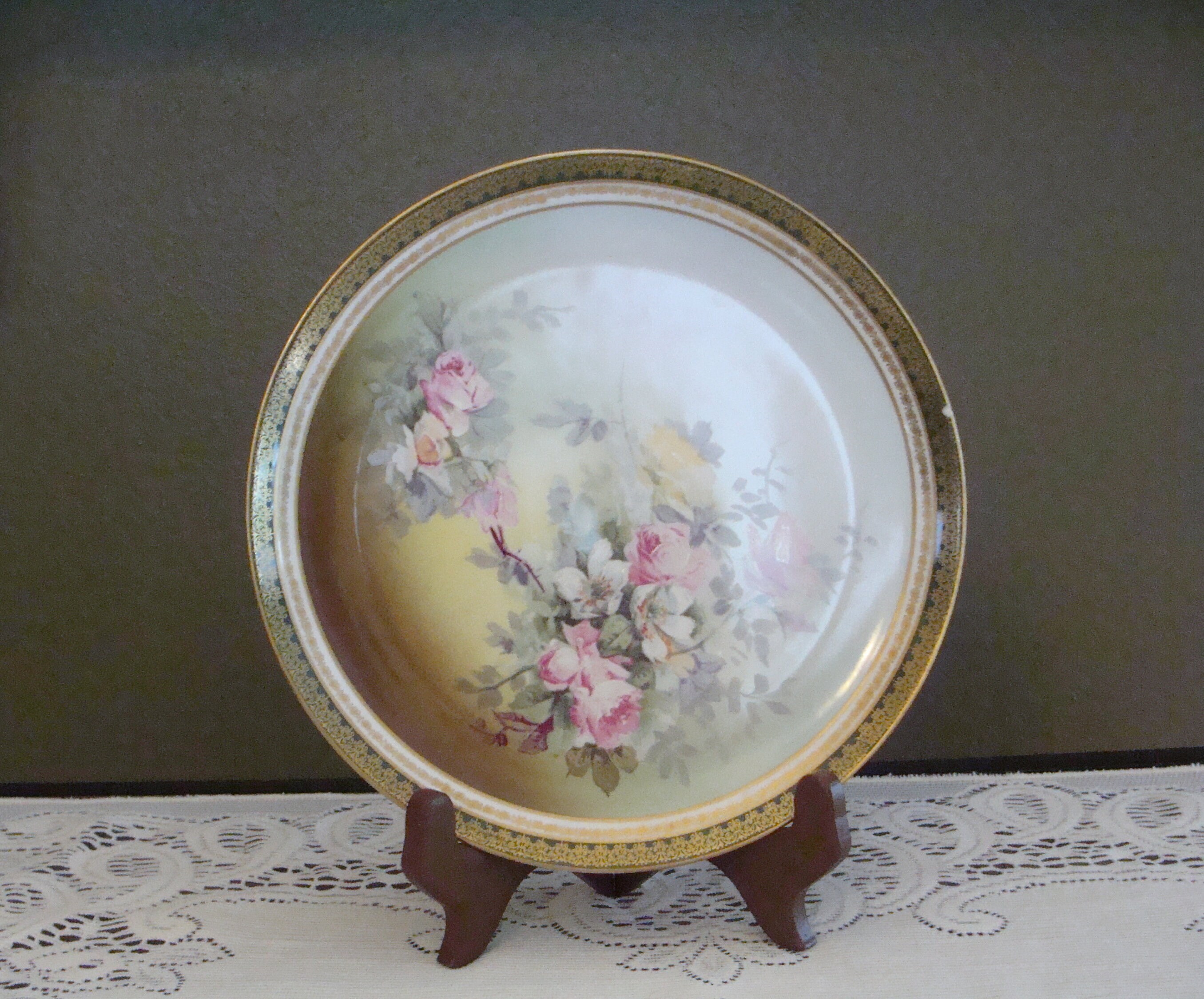 A&C13239 薔薇や春の花のコンポート Limoges GD&C フランス製 Vintage GDA France Limoges Floral Plate With CH. Field Haviland