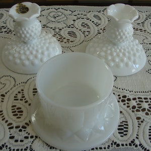 Vintage Fenton Milk Glass Candlesticks/Sam Berger 1969 Milk Glass Candle Holder/Wine Bottle Holder