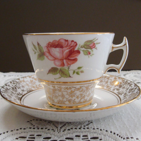 Vintage Phoenix Bone China T.F & S Ltd. Pink Roses with Gold Floral Accents-Made in England