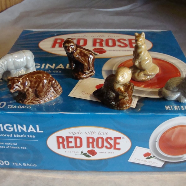 Red Rose Tea Figurines Etsy