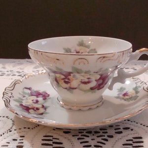 Vintage Sterling China Cup and Saucer, Japan, Pansies - Etsy