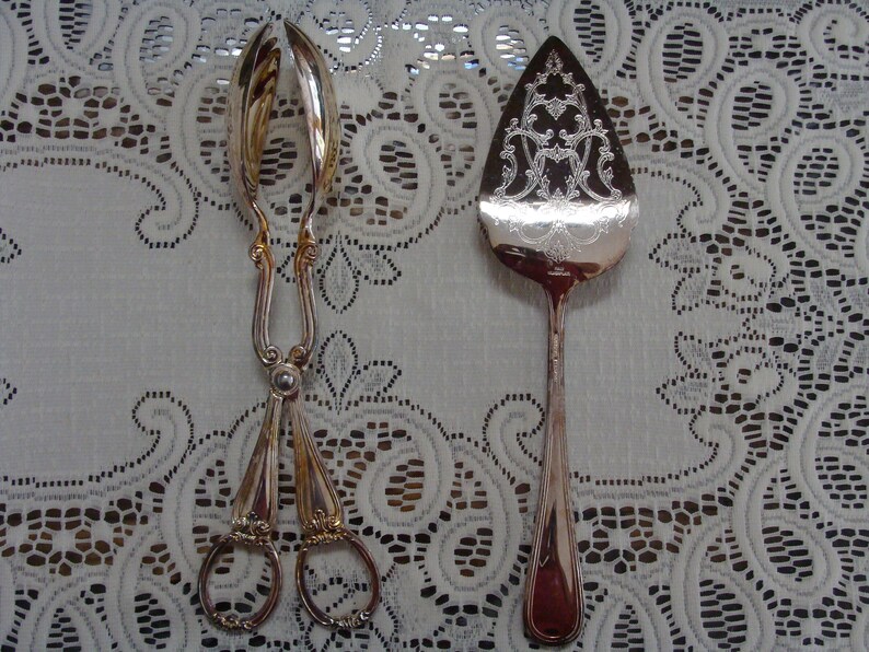 Vintage Gorham Silverplated Salad Tongs and Pastry Serverheritage