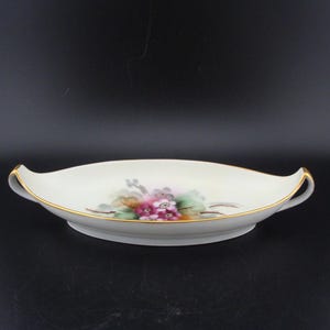 Antique Porcelain Trinket Dish, Floral Pattern, Signed by C. Roper