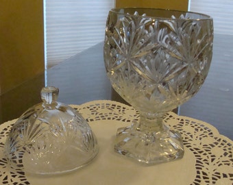 Vintage Egg-Shaped Glass Candy Dish Antique Clear by Cristal D'Arques-Durand