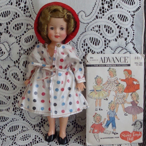 Vintage 12-Inch Shirley Temple Doll by Ideal/Clothing/Carrying Case/Patterns for Wardrobe