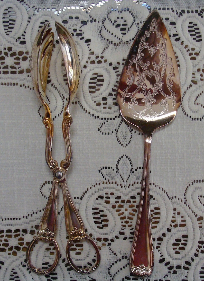 Vintage Gorham Silverplated Salad Tongs and Pastry Serverheritage