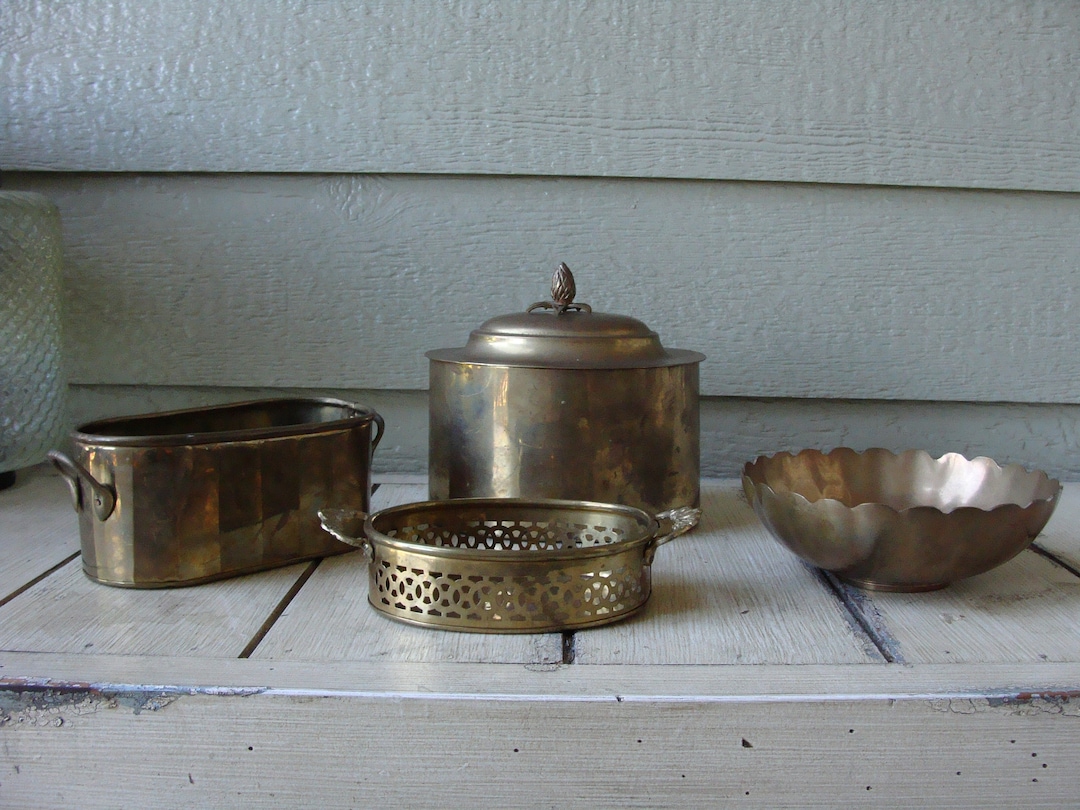 Vintage Brass and Copper Containers Etsy